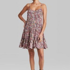 Wild Fable Trapeze Swing Dress, Berry Floral